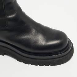 Pre Owned Bottega Veneta Black Leather Storm Chelsea Boots Size 38