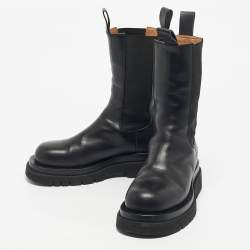 Pre Owned Bottega Veneta Black Leather Storm Chelsea Boots Size 38