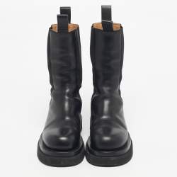 Pre Owned Bottega Veneta Black Leather Storm Chelsea Boots Size 38