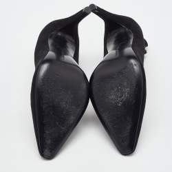 Pre Owned Bottega Veneta Black Suede Jagged Detail Pumps Size 38