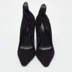 Pre Owned Bottega Veneta Black Suede Jagged Detail Pumps Size 38