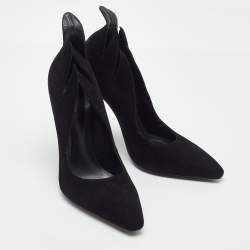 Pre Owned Bottega Veneta Black Suede Jagged Detail Pumps Size 38