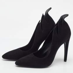 Pre Owned Bottega Veneta Black Suede Jagged Detail Pumps Size 38