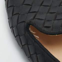 Pre Owned Bottega Veneta Black Intrecciato Leather Smoking Slippers Size 37.5