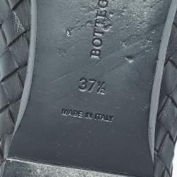 Pre Owned Bottega Veneta Black Intrecciato Leather Smoking Slippers Size 37.5