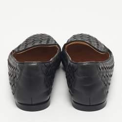 Pre Owned Bottega Veneta Black Intrecciato Leather Smoking Slippers Size 37.5