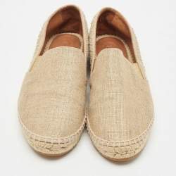 Pre Owned Bottega Veneta Metallic Gold Intrecciato Canvas Espadrille Flats Size 38