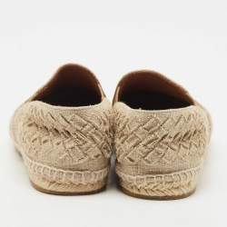 Pre Owned Bottega Veneta Metallic Gold Intrecciato Canvas Espadrille Flats Size 38