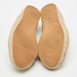 Pre Owned Bottega Veneta Metallic Gold Intrecciato Canvas Espadrille Flats Size 38