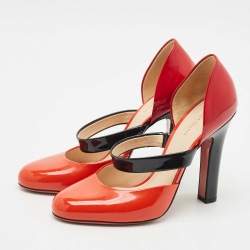 Pre Owned Bottega Veneta Tricolour Patent Leather Mary Jane Pumps Size 38