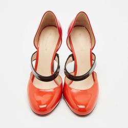 Pre Owned Bottega Veneta Tricolour Patent Leather Mary Jane Pumps Size 38