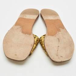 مملوكة مسبقًا Bottega Veneta Gold Intrecciato Leather Flat Slides Size 41