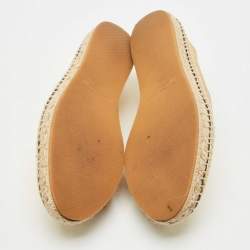 Pre Owned Bottega Veneta Gold Leather Intrecciato Espadrille Flats Size 37