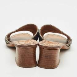 Pre Owned Bottega Veneta Metallic Intrecciato Leather Ravello Slide Sandals Size 37.5