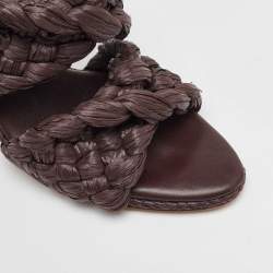 Pre Owned صندل سلايد بوتيغا فينيتا الرافيا البني الداكن ذا كيرف مقاس 38