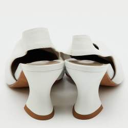 Pre Owned Bottega Veneta White Leather Almond Shape Slingback Pumps Size 36