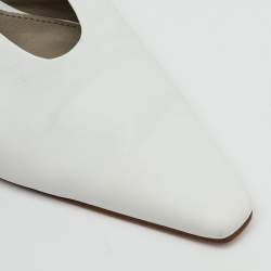 Pre Owned Bottega Veneta White Leather Almond Shape Slingback Pumps Size 36