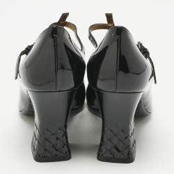 Pre Owned Bottega Veneta Black Patent Leather Cut Out Mary Jane Pumps Size 39.5