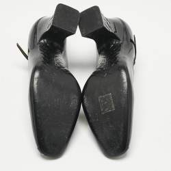 Pre Owned Bottega Veneta Black Patent Leather Cut Out Mary Jane Pumps Size 39.5