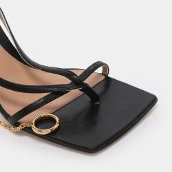 Pre Owned Bottega Veneta Black Leather Stretch Ankle Strap Sandals Size 36