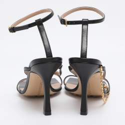 Pre Owned Bottega Veneta Black Leather Stretch Ankle Strap Sandals Size 36