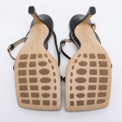 Pre Owned Bottega Veneta Black Leather Stretch Ankle Strap Sandals Size 36