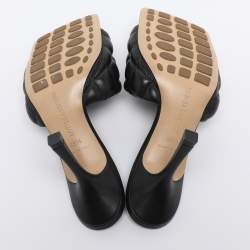 Pre Owned Bottega Veneta Black Leather Quilted Lido Slide Size 36.5