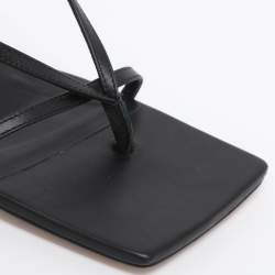 Pre Owned Bottega Veneta Black Leather Stretch Square Ankle Strap Sandals Size 38