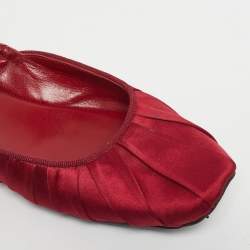Pre Owned Bottega Veneta Red Satin Veneta Ballet Flats Size 39.5