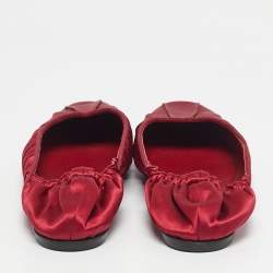 Pre Owned Bottega Veneta Red Satin Veneta Ballet Flats Size 39.5