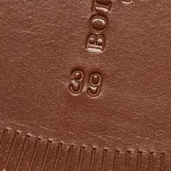 Pre Owned Bottega Veneta Brown Leather Ankle Wrap Flat Sandals Size 39