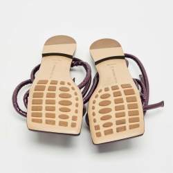 مملوكة مسبقًا حذاء فلات بوتيغا فينيتا جلد بنفسجي ميتالك بعقدة وسوار كاحل مقاس 39