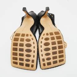 Pre Owned Bottega Veneta Black Leather and Mesh Stretch Pumps Size 39.5