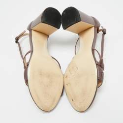 Pre Owned Bottega Veneta Mauve Intrecciato Leather Ankle Strap Sandals Size 37.5