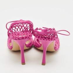 Pre Owned Bottega Veneta Pink Leather and Mesh Strech Pumps Size 38