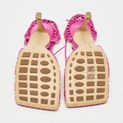 Pre Owned Bottega Veneta Pink Leather and Mesh Strech Pumps Size 38