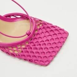 Pre Owned Bottega Veneta Pink Leather and Mesh Strech Pumps Size 38