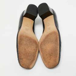 Pre Owned Bottega Veneta Black Intrecciato Leather Block Heel Pumps Size 35.5