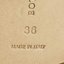 Pre Owned Bottega Veneta Gold Leather Ankle Wrap Flat Sandals Size 36