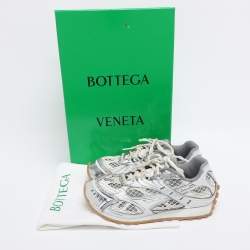Pre Owned Bottega Veneta Silver/Grey Mesh and Leather Orbit Sneakers Size 39