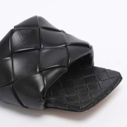 Pre Owned Bottega Veneta Black Intrecciato Leather Lido Flat Sandals Size 37