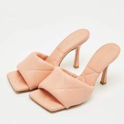 Pre Owned Bottega Veneta Orange Leather Lido Slide Sandals Size 37