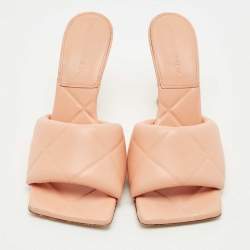 Pre Owned Bottega Veneta Orange Leather Lido Slide Sandals Size 37