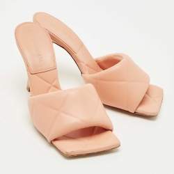 Pre Owned Bottega Veneta Orange Leather Lido Slide Sandals Size 37