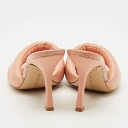 Pre Owned Bottega Veneta Orange Leather Lido Slide Sandals Size 37