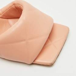 Pre Owned Bottega Veneta Orange Leather Lido Slide Sandals Size 37