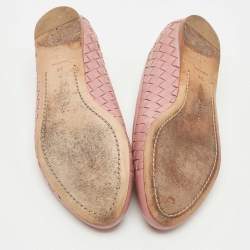 Pre Owned Bottega Veneta Beige Intrecciato Leather Ballet Flats Size 36