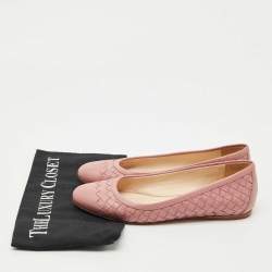 Pre Owned Bottega Veneta Beige Intrecciato Leather Ballet Flats Size 36