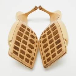 Pre Owned Bottega Veneta Beige Quilted Leather Lido Slide Sandals Size 39.5