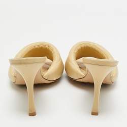 Pre Owned Bottega Veneta Beige Quilted Leather Lido Slide Sandals Size 39.5